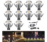 INDARUN Warm White Led Decking Lights Waterproof IP67 Ø22MM 12V - Led Plinth Lights for Terrace/Patio/Path/Wall/Garden/Decoration, 10 Packs