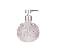 Indecor Home Clear Glass Soap Pump Dispenser, Refillable Soap Dispenser for Bathroom, Kitchen, and Countertop, Elegant Durable Design, Eco Friendly, Stylish Home Accessory, Pink Peach Floral
