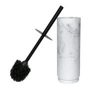 Indecor Home Contemporary Ribbed Design Resin Toilet Holder and Brush Set for Bathroom, Stylish and Durable Cleaning Tool with Modern Design, Compact for Efficient Cleaning