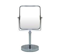 Indecor Home Free Standing Double Sided Tabletop Makeup Metal Vanity Mirror 1X and 3X Magnification, Square, Swivel Mirror for Desk, Bedroom, Bathroom Chrome Finish