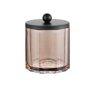 Indecor Home Taupe Translucent Apothecary Octagional Shaped Glass Canister Jar With Matte Black Metal Lid Cover for Bathroom Organization, Cotton Balls, Q Tips, and Small Accessories, Bathroom Storage