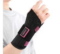 INDEEMAX Copper Carpal Tunnel Wrist Brace Night Support for Pain Relief, Adjustable Wrist Support Splint for Tendonitis, Sprain, Strain, Right Hand Brace for Arthritis (Rose Pink/Black,S/M)