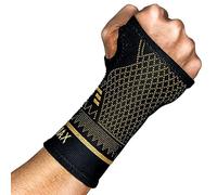 INDEEMAX Wrist Support Sleeve 1 Pair, High Copper Infused Compression Brace with Thumb Loop, Left/Right Palm Hand for Carpal Tunnel, Arthritis, Tendonitis, Pain Relief, Sport Black, M