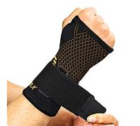 INDEEMAX Wrist Support Sleeve 1 Pair, High Copper Infused Compression Wrist Brace with Adjustable Compression Strap, Left/Right Palm Hand Support for Carpal Tunnel, Arthritis, Tendonitis, Pain Relief