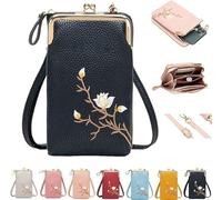 Indefinitet Rowgins Women Sling Cross-Body Wallet with Mobile Cell Phone Holder,Cell Phone Handbags with Card Slots,Passport Cellphone Crossbody Purse Bag (Black)