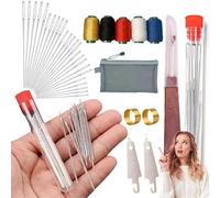 Indefinitey/Strictrigid/Vigorousin 37pcs Big Eye Steel Needles Set, Long & Thin Handmade Quilting & Sewing Needle Kit, Big Eye Steel Sewing Needles Kit for DIY Sewing Projects (36PCS)