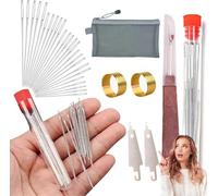 Indefinitey/Strictrigid/Vigorousin 37pcs Big Eye Steel Needles Set, Long & Thin Handmade Quilting & Sewing Needle Kit, Big Eye Steel Sewing Needles Kit for DIY Sewing Projects (31PCS)