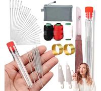 Indefinitey/Strictrigid/Vigorousin 37pcs Big Eye Steel Needles Set, Long & Thin Handmade Quilting & Sewing Needle Kit, Big Eye Steel Sewing Needles Kit for DIY Sewing Projects (34PCS)