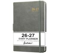 Indeme Academic Diary 2026-2027 - Diary 2026-2027 Day to Page, A5 Day Per Page from August 2026 - July 2027 with Pen Loop, 180° Flat Out, Monthly Stickers, grey