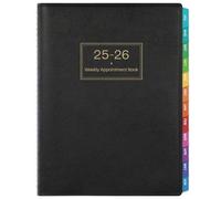Indeme Appointment Diary 2025-2026 - A4 Diary from July 2025 to June 2026, Week to View Hourly Planner, Softcover Appointment Book, 15 Minutes Intervals, 21.8 x 29 cm, Black