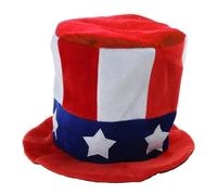 Independance Day Celebration Costume Necklaces Hat Headband Stockings Uncle-Sam Cosplays Accessories for Men & Women Independance Day Hat Headband Necklace Set for Men Women Girls Costume Accessories