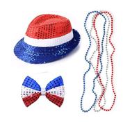 Independance Day Costume Uncle-Sam Accessories Sequins Hat Headband Necklaces Stockings For Women & Men