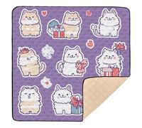Independence (4 July) LaPerm Cats Purple Cute Foldable Baby Girl Play mat for Indoor Outdoor Waterproof Foldable Baby Crawling Mat for Babies Infants Toddlers, 50'' x 50''gimnasio de