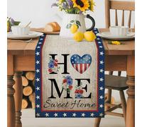 Independence Day 250th Anniversary Table Runner 72 Inches Long,Table Runners Kitchen Dining Tables Decoration for Home Party Decor, Sweet Home Flag Heart Tables Runner Wedding Dresser Scarf