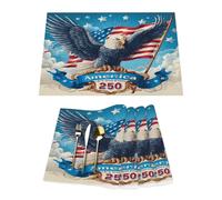 Independence Day 250th Bald Eagle Vinyl Placemats Set of 4 for Dining Tables,Kitchen Table Mats Heat Resistant Washable Wipeable PVC Place Mat