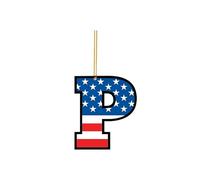 Independence Day 26 Letters Acrylic Pendant Blue And Red 26 Letters Acrylic Pendant Independence Day Decoration Festive Atmosphere Decoration Clear Quartz Crystal Stone Diamond (One Size)