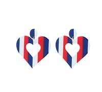 Independence Day 4th of July Patriotic Acrylic Dangle Earrings for Women Red White and Blue Acrylic Heart Star Palm Tree Leaf Earrings American Star Earrings Independence Day Holiday Earrings