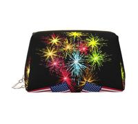 Independence Day America Flag Fireworks Toiletry Pouch, Travel-Friendly Makeup Organizer for Makeup Brushes, Lipsticks