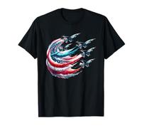Independence Day American Flag Jet Planes Red White Blue T-Shirt