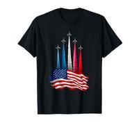 Independence Day American Flag Jet Planes Red White Blue T-Shirt