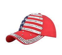Independence Day American Flag Sequins Shiny Holiday Cap Baseballl Cap Sun Visors Hat Breathable Unisex Fourth of July Red One Size