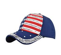 Independence Day American Flag Sequins Shiny Holiday Cap Baseballl Cap Sun Visors Hat Breathable Unisex Fourth of July Navy One Size