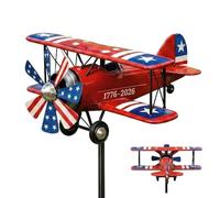 Independence Day Biplane Wind Spinner - Commemorative Garden Mill 250 Years, for American Independence Day, Outdoor Courtyard Lawn Patio