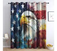 Independence Day Blackout Curtains for Living Room, American Flag Bald Eagle Curtains for Bedroom, Thermal Insulated Noise Reduction Eyelet Window Treatments 72 Drop, 2 Panels Drapes (W52 x L72)