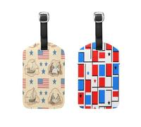 Independence Day Blue White Red Independence Day Blue White Red 2 Pcs Luggage Tags Noticeable Tags for suitcases for Cruise Ship