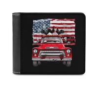 Independence Day Car Roosters Funny Wallet for Men RFID Blocking Bifold Wallet Soft Billfold with Card Slots Custom Gifts