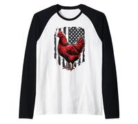 Independence Day Chicken USA Flag 4th of July Raglan Baseball Tee