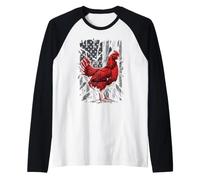 Independence Day Chicken USA Flag 4th of July Raglan Baseball Tee