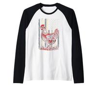 Independence Day Chicken USA Flag 4th of July Raglan Baseball Tee