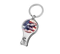 Independence Day Dinosaur U.S.Flag Nail Clippers Sharp Sturdy Fingernail Cutters with Bottle Opener Keychain