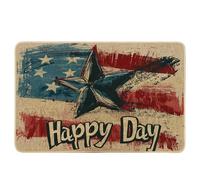 Independence Day Door Mat America Flag Star 4th of July Happy Alphabet Beige Blue Red Rubber Absorbent Dirt Trapper Non Slip Washable Indoor Home Porch Outdoor Welcome Doormat Entry Mats 17x29 Inch