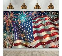 Independence Day flag and fireworks background, indoor and outdoor decorations, holiday decorations 440x300CM