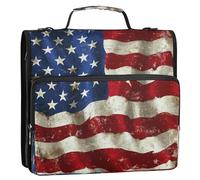 Independence Day Flag Art 1.5 Inch 3 Rings Zip Up Binder with Shoulder Strap & Handle Multi-Pocket School Supplies Organizer for School and Office