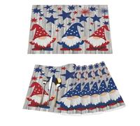 Independence Day Gnomes Stars On Wooden Vinyl Placemats Set of 6 for Dining Tables,Kitchen Table Mats Heat Resistant Washable Wipeable PVC Place Mat