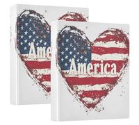 Independence Day Heart 1 and A Half Inch Binder 3 Ringed with Clipboard 1/2 Pack Assorted Binders Hardcover