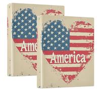 Independence Day Heart 1 and a half inch binder 3 rings with inner pockets 1/2 packs office supplies 200 sheets