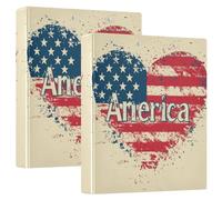 Independence Day Heart 1 and A Half Inch Binders Three-Rings with Pockets 1/2 Pack Aesthetic Binder 200 Sheets
