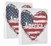 Independence Day Heart Round Binder 2.5 cm and a Half with Pockets, Pack of 1/2, Office Supplies, 200 Sheets