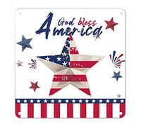 Independence Day Metal Tin Sign 4th of July Party Country God Bless America Metal Plaque Patriotic Theme Decor Iron Painting American Flag Garden Tin Signs for Fireplace Residence Terrace 12x12in