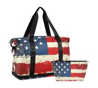 Independence Day National Flag Weekender Overnight Duffel with Wet Pocket Adjustable Strap Gym Tote Bag for Yoga 2 Pcs Set for men women