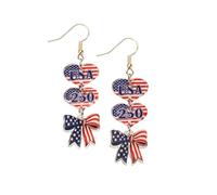 Independence Day Patriotic Dangle Earrings I Love USA American Flag 250th Anniversary Acrylic Drop Earrings 4th of July Jewelry for Women, Zinc, No Gemstone