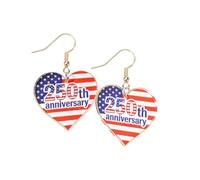 Independence Day Patriotic Dangle Earrings I Love USA American Flag 250th Anniversary Acrylic Drop Earrings 4th of July Jewelry for Women, Zinc, No Gemstone