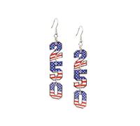 Independence Day Patriotic Dangle Earrings I Love USA American Flag 250th Anniversary Acrylic Drop Earrings 4th of July Jewelry for Women, Zinc, No Gemstone