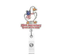 Independence Day Patriotic Nurse Badge Reel Goose Retractable with Alligator Clip 250th Anniversary Badge Reel with Design America 1776-2026 ID Name Card for Nurse Nursing Badge Accessories