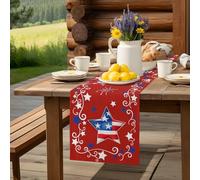 Independence Day Patriotic Stars Table Runner 36 Inches Long,Table Runners Kitchen Dining Tables Decoration for Home Party Decor, Freedom Celebration on Red Tables Runner Wedding Dresser Scarf