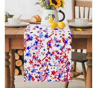 Independence Day Red Blue Stars Table Runner 70 Inches Long,Table Runners Kitchen Dining Tables Decoration for Home Party Decor, American Patriotic Star Tables Runner Wedding Dresser Scarf